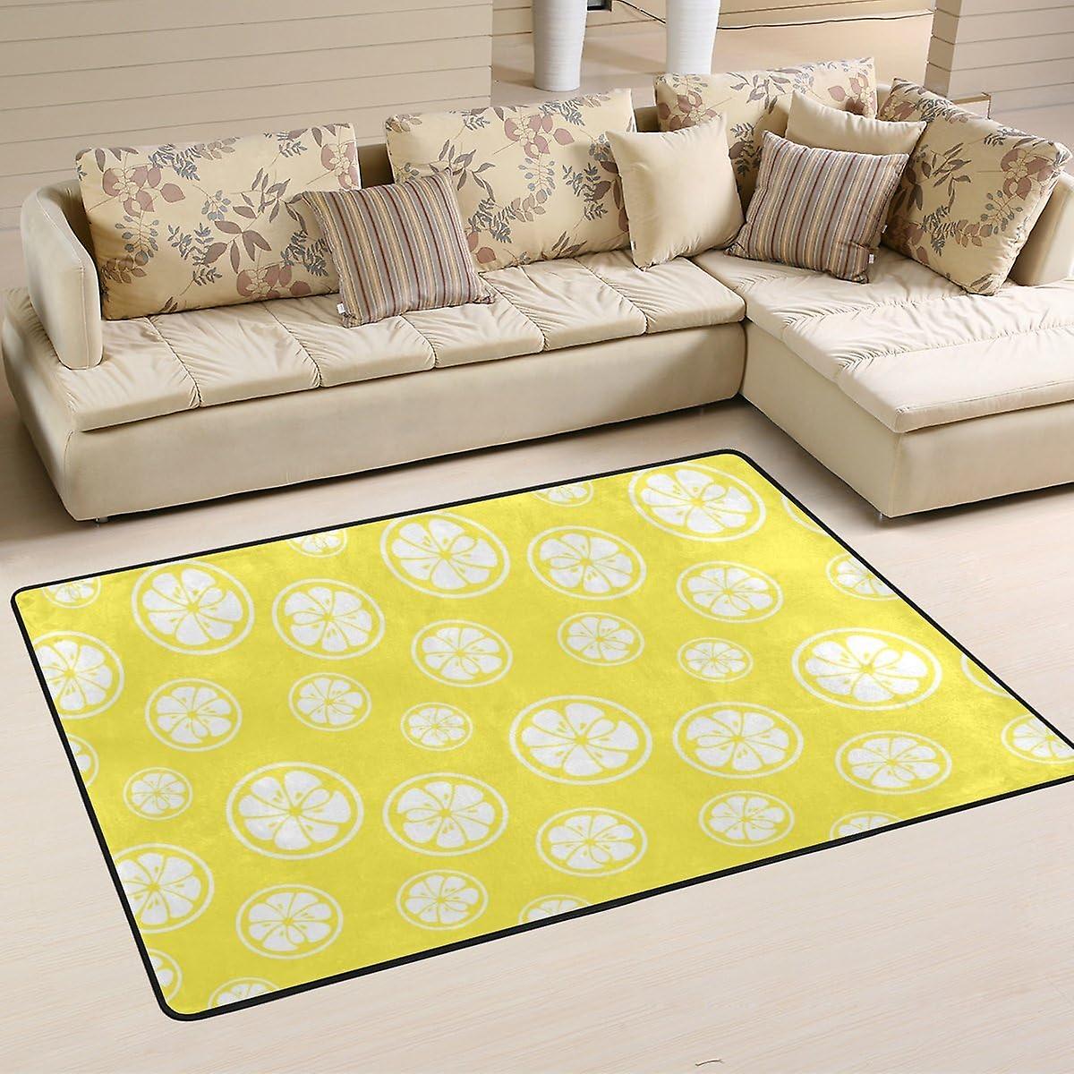 Colourlife Yellow And White Color Lightweight Carpet Mats Area Soft Rugs Floor Mat Doormat Decoration For Rooms Entrance 36 X 24 Inches