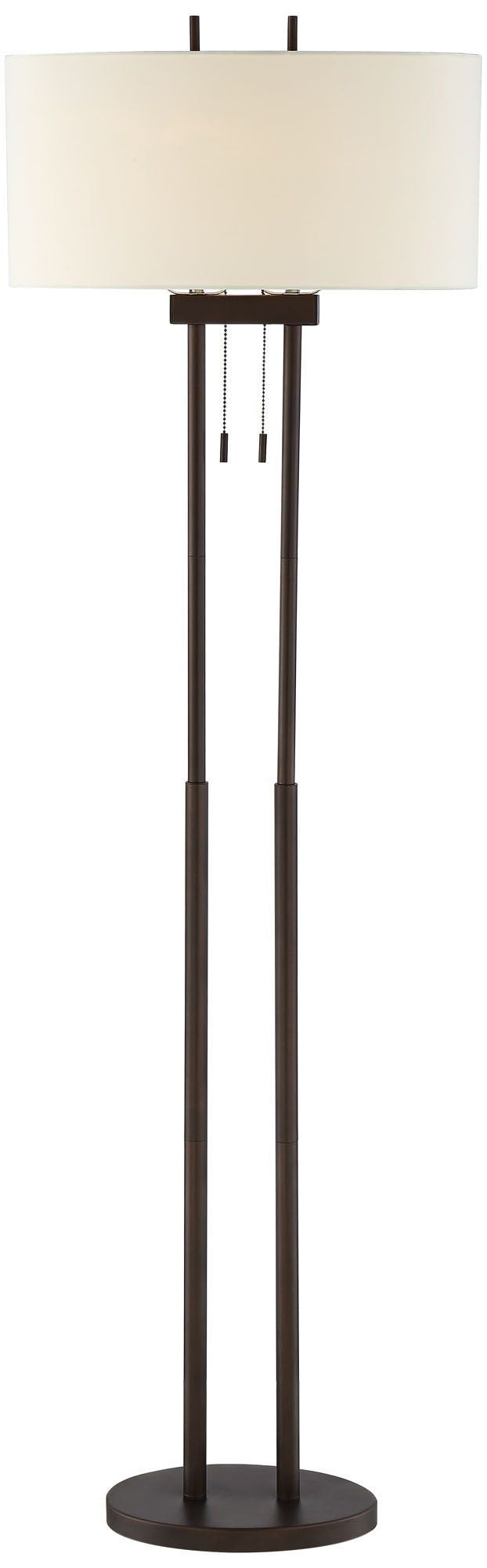 Franklin Iron Works Modern Floor Lamp Twin Pole 62