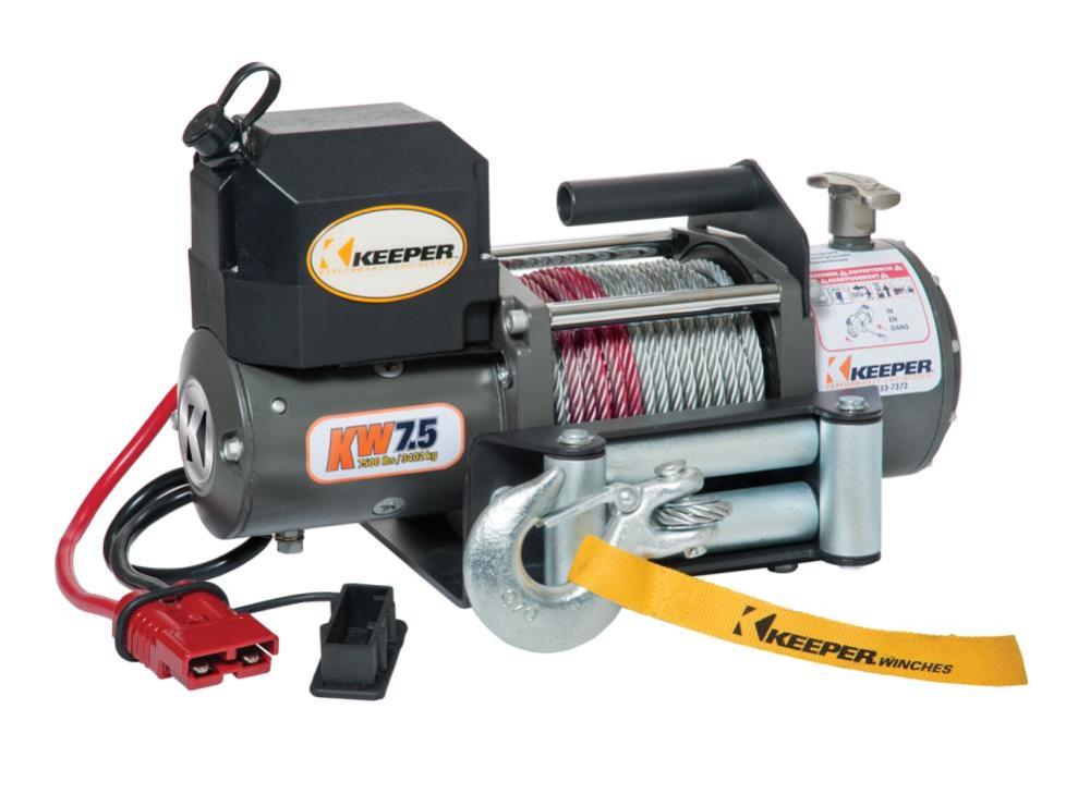 Electric Winch, 7,500 lb. Single Line Pull, 12 V DC with Wireless Remote