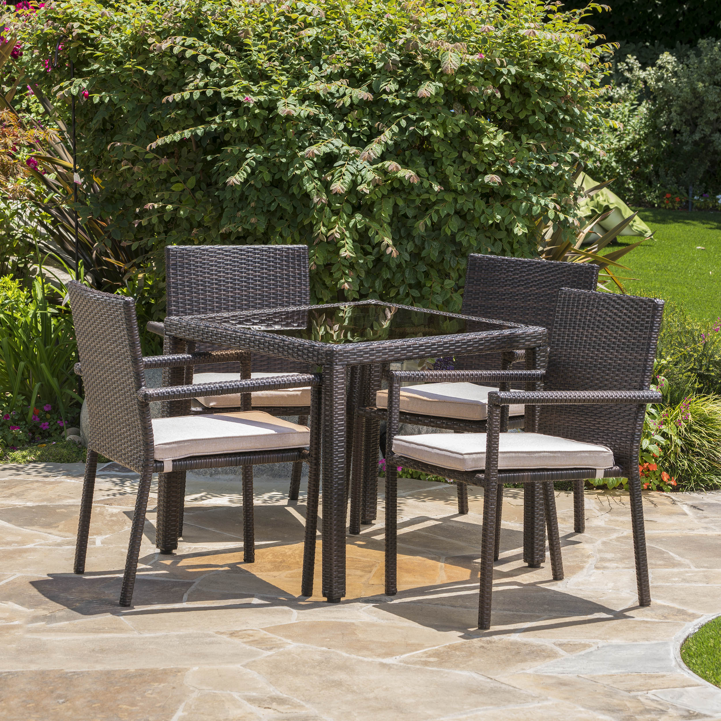 San Tropez Outdoor 5 Piece Dining Set with Water Resistant Cushions