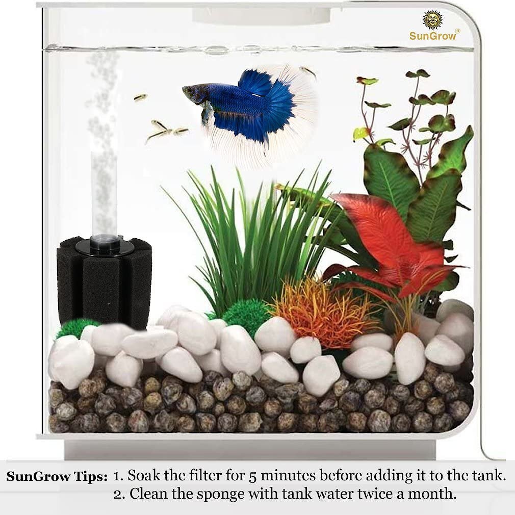 SunGrow Betta Fish and Turtle Sponge Small Aquarium Tank Water System Filter， up to 10-gal