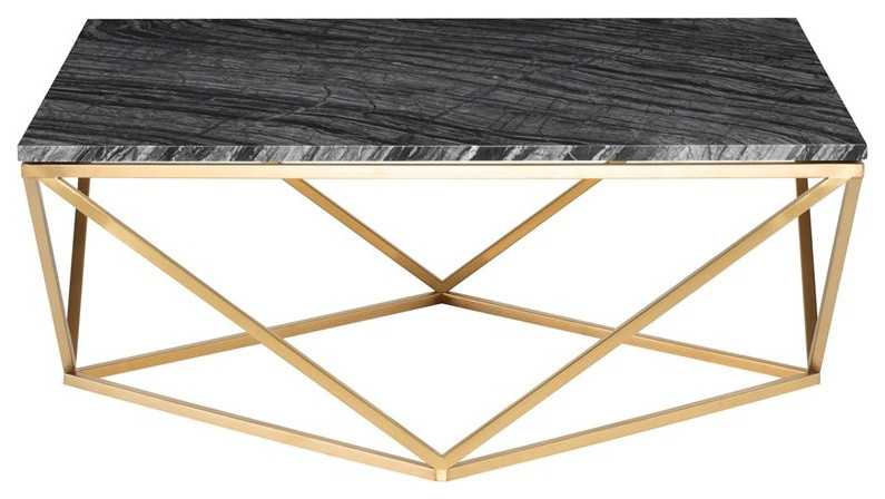 Corrado Coffee Table Black Wood Vein Marble Top Brushed Gold   Contemporary   Coffee Tables   by V.S.D Furniture  Houzz