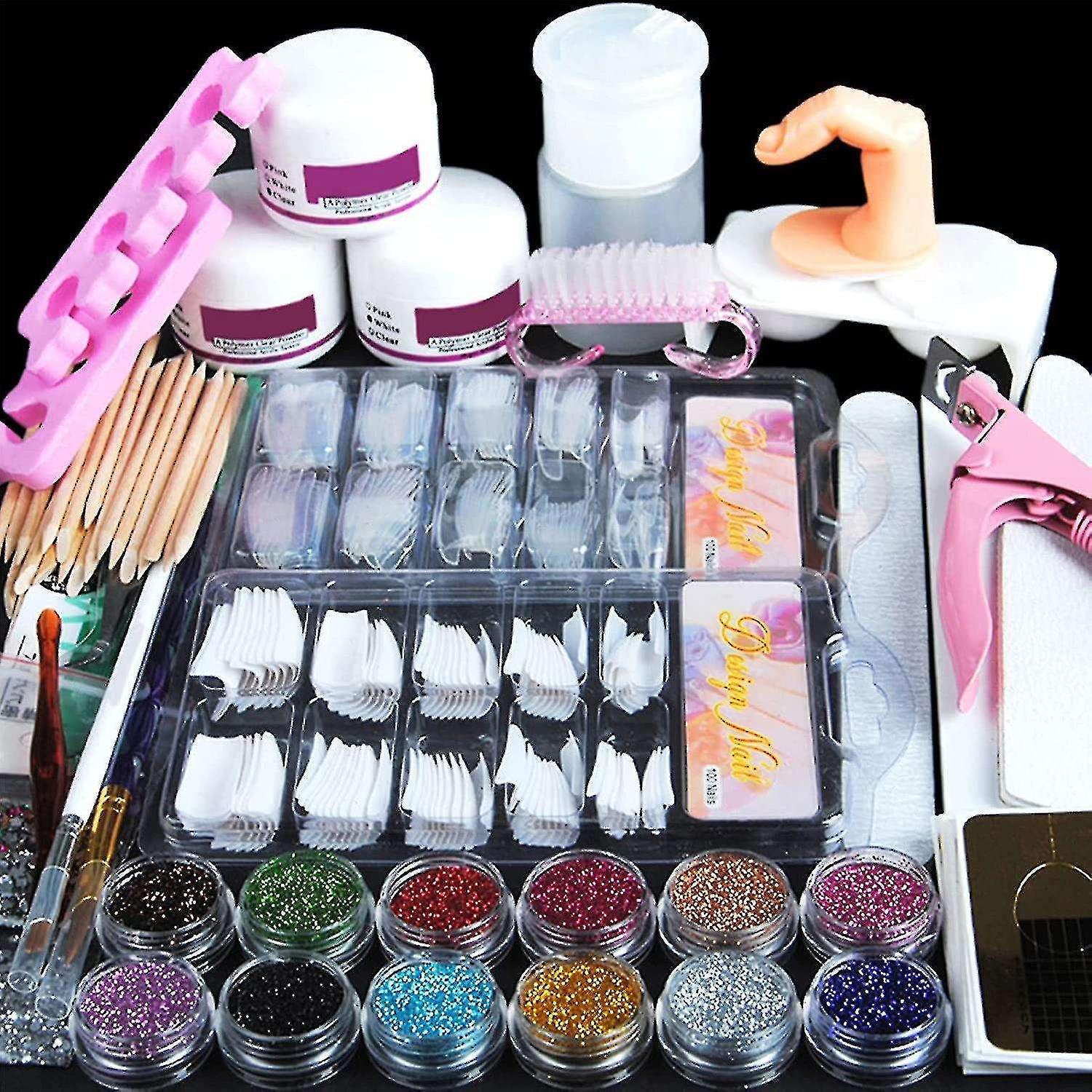 Acrylic Nail Kit Acrylic Powder With Everything Professional For Beginner Glitter Powder False Nail