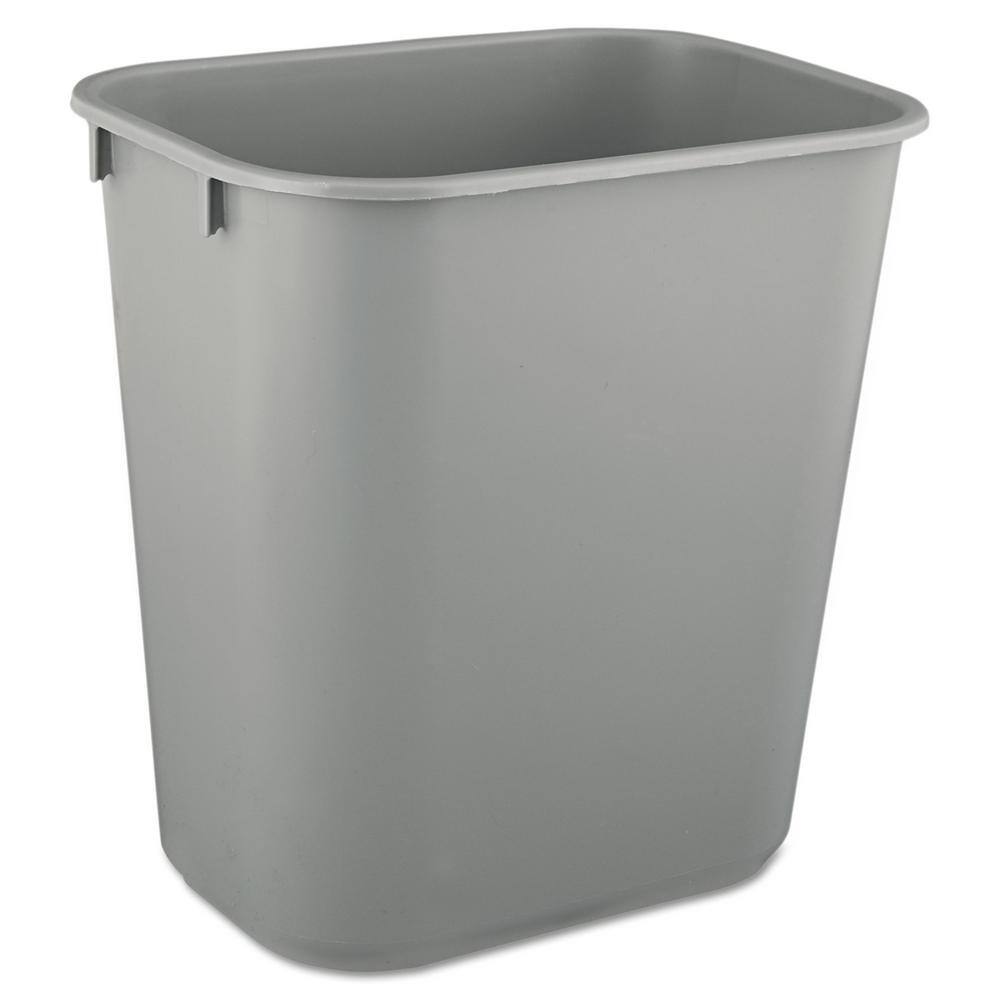 Rubbermaid Commercial Products 3.5 Gal. Gray Plastic Rectangular Deskside Trash Can RCP2955GRA