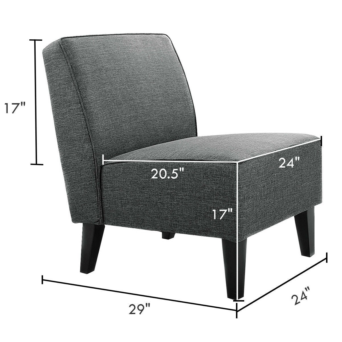 Thick Armless Accent Chair, Fabric Upholstered Slipper Chair