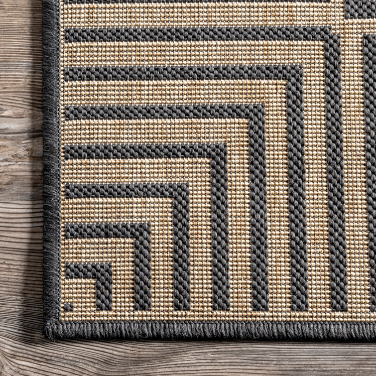 Arba Machine Woven / Power Loomed Navy Blue Indoor/Outdoor Patio Rug