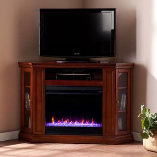 Southern Enterprises Denton Color Changing 48 in. Convertible Electric Fireplace TV Stand in Brown Mahogany HD013848