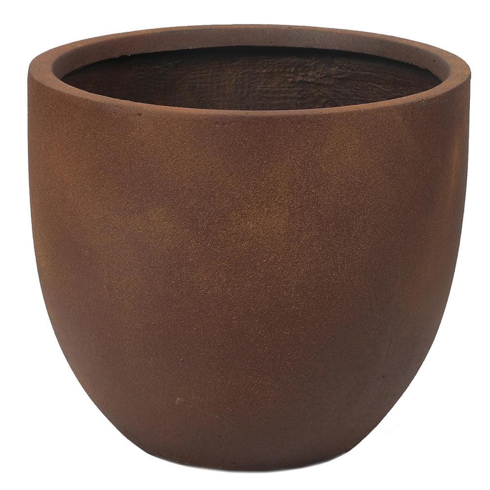 Luxen Home 17.2 in. H Round Tapered Rustic Brown MgO Composite Planter Pot WH035-DBZ