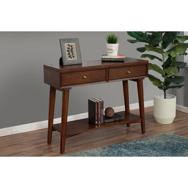 Alpine Furniture Flynn Mid Century Modern Console Table with 2 Drawers