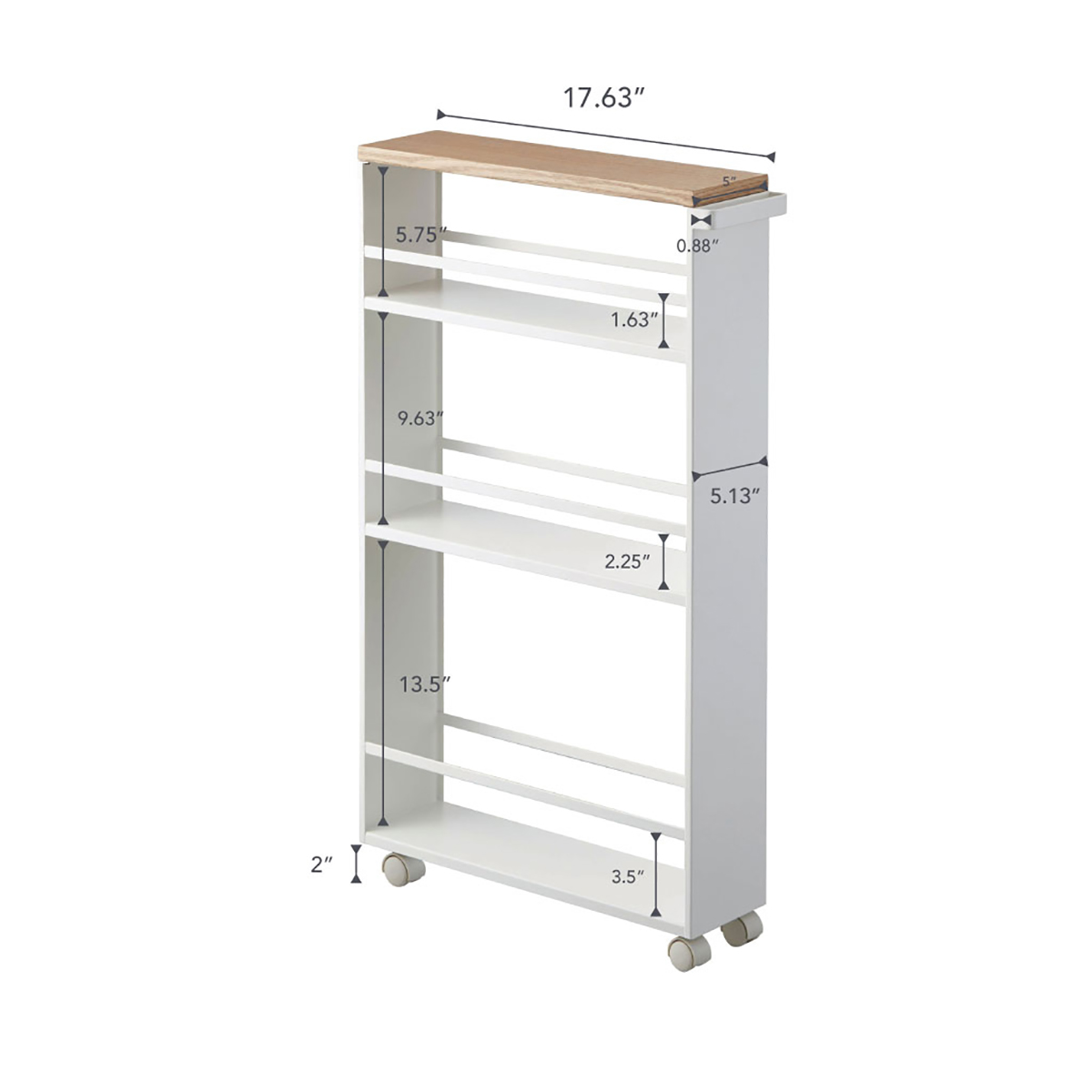 Yamazaki Slim Rolling Storage Cart Tower