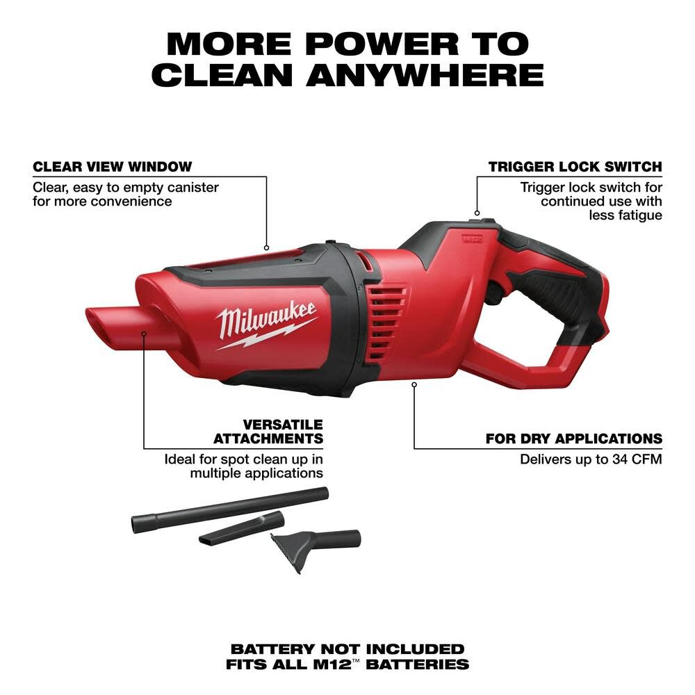 Milwaukee M12 Compact Vacuum 0850-20 from Milwaukee