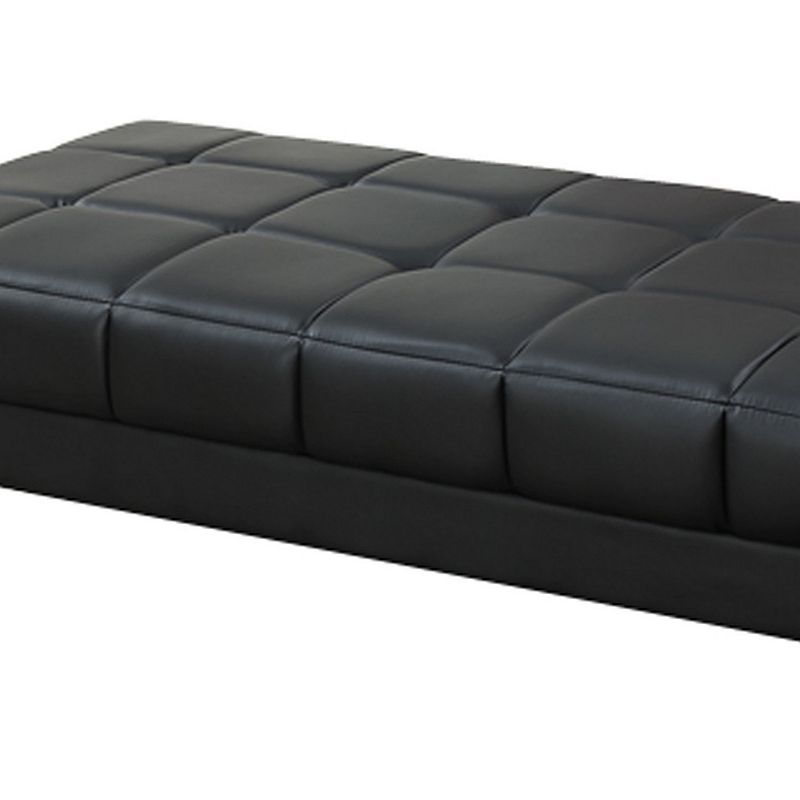 Modish Bonded Leather Ottoman In Black