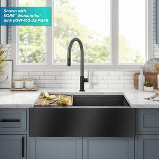 KRAUS Oletto High-Arc Single Handle Pull-Down Kitchen Faucet in Matte BlackSpot Free Black Stainless Steel KPF-2821MBSFSB