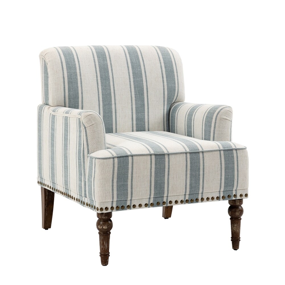 Upholstered Stripe Accent Chair Modern Armchair