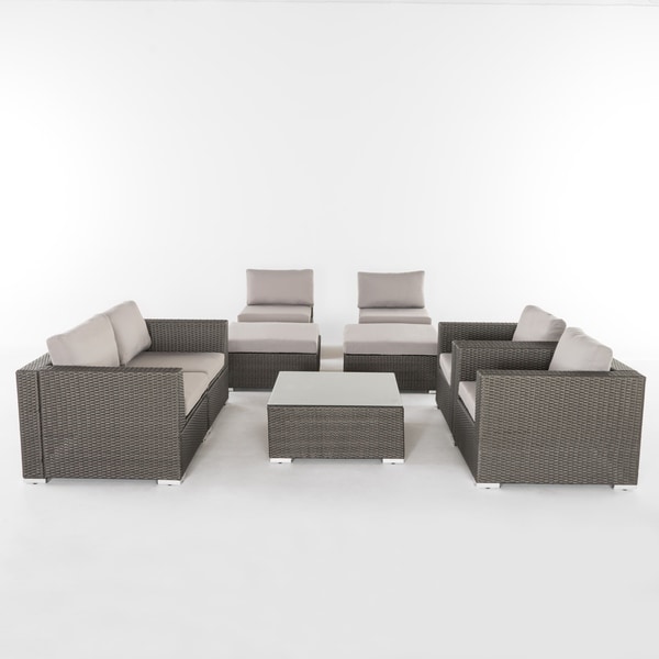 Santa Rosa Outdoor Wicker 9Piece Sectional Sofa with Cushions