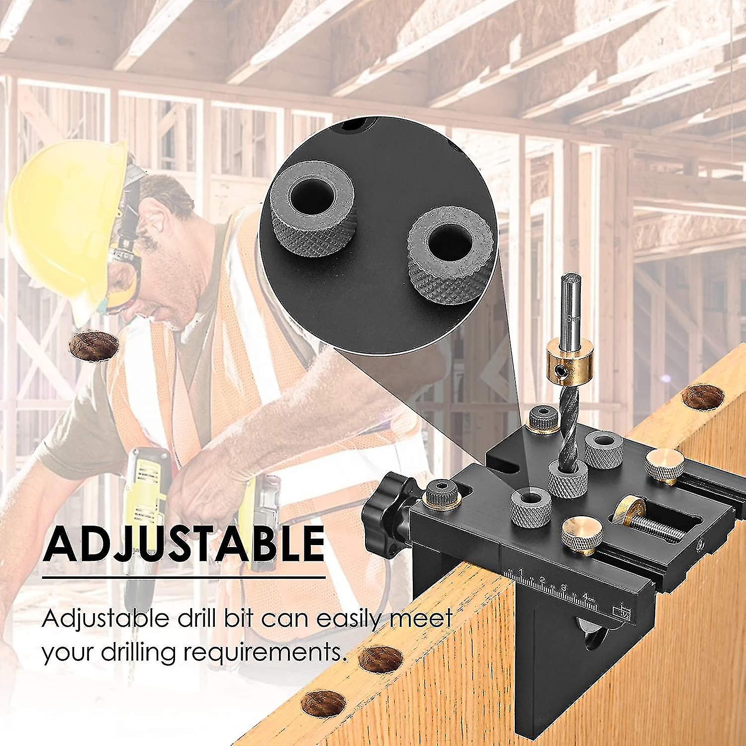 Guide Kit， 6/8/10/15mm Hole Punch Locator 3 In 1 Drilling Hole Positioners Pocket Hole Jig Kit Tool