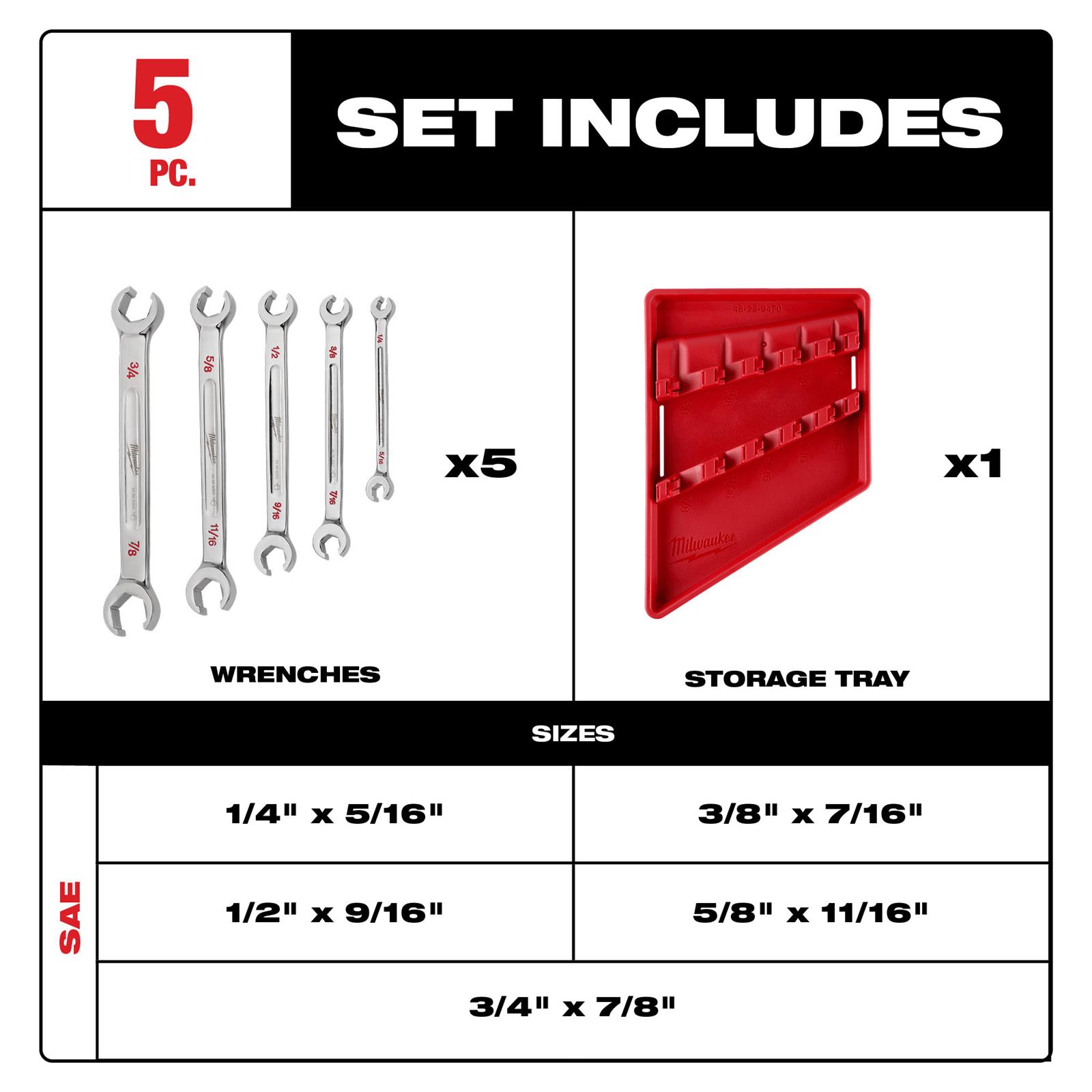 Milwaukee Tool 48-22-9470 Milwaukee Double End Flare Nut Wrenches