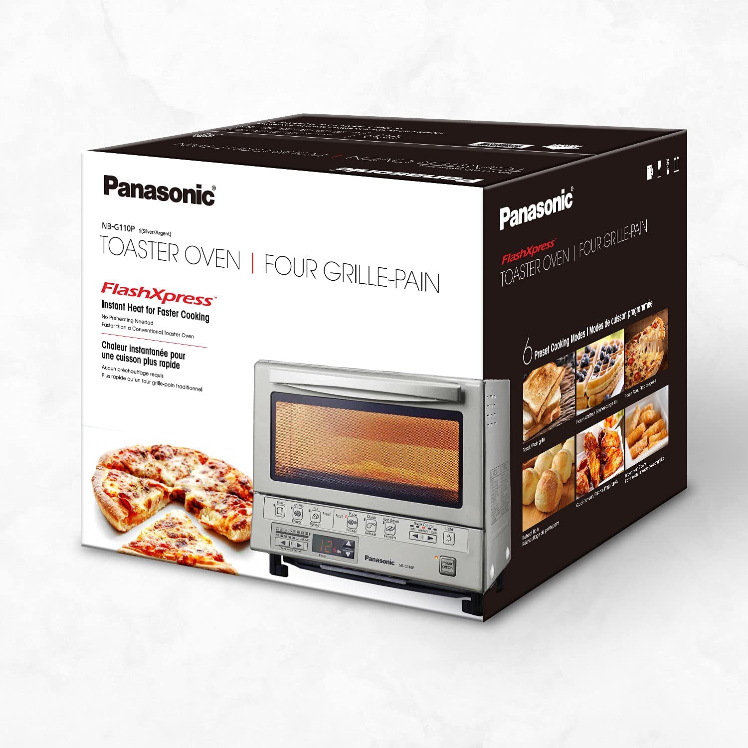 Panasonic Toaster Oven FlashXpress with Double Infrared Heating and Removable 9-Inch Inner Baking Tray， 1300W， 12 x 13 x 10.25， Silver