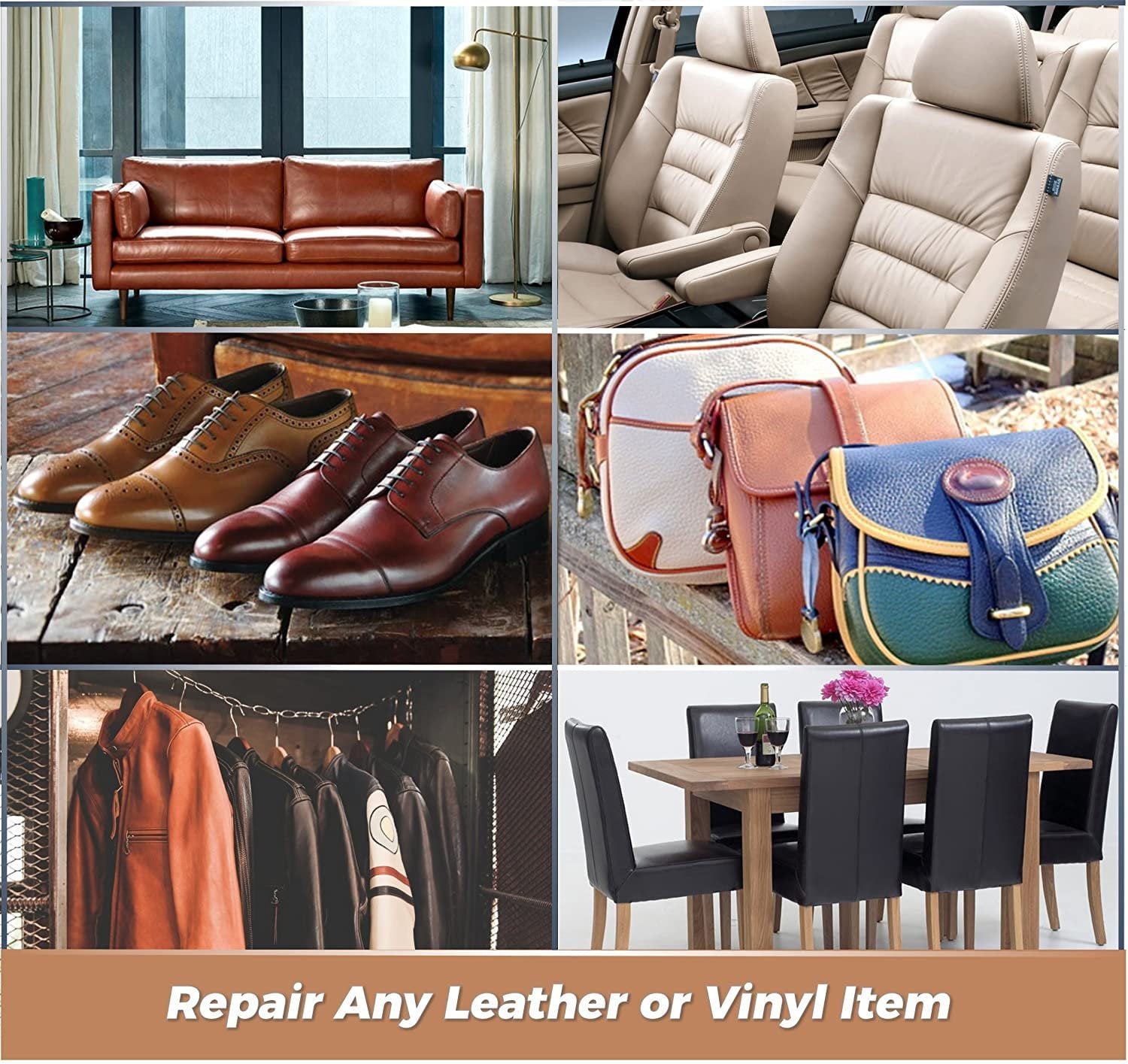 Black Leather and Vinyl Repair Kit - Furniture， Couch， Car Seats， Sofa， Jacket， Purse， Belt， Shoes | Genuine， Italian， Bonded， Bycast， PU， Pleather |No Heat Required | Repair and Restore