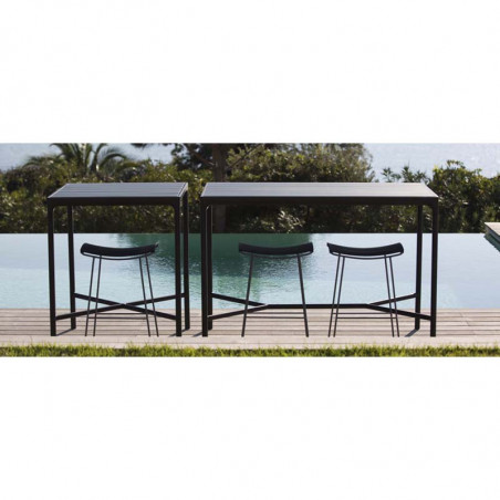 Table haute jardin， table bar 4 personnes aluminium noir - HOUE Four