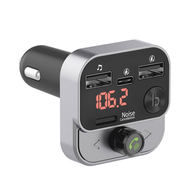 Just Wireless Bluetooth Fm Transmitter With Usb c And Usb a Charging Port Black