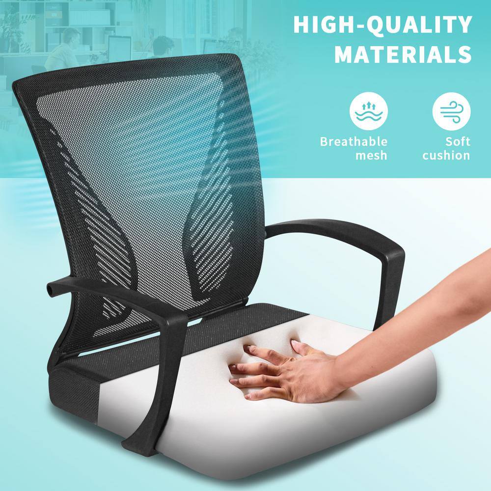 LACOO Office Black Mid Back Swivel Lumbar Support Desk Computer Ergonomic Mesh Chair with Armrest T-OCNC7510