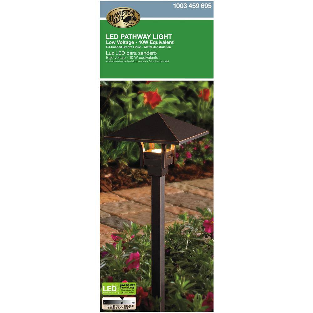 Hampton Bay 4.5-Watt Oil Rubbed Bronze Outdoor Integrated LED Landscape Path Light (8-Pack) JPV1501L-2-8PK