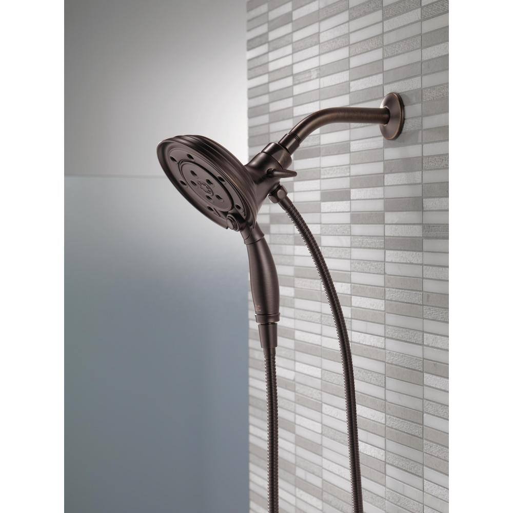 Delta In2ition 4-Spray Patterns 2.50 GPM 6.13 in. Wall Mount Dual Shower Heads in Venetian Bronze 58471-RB-PK