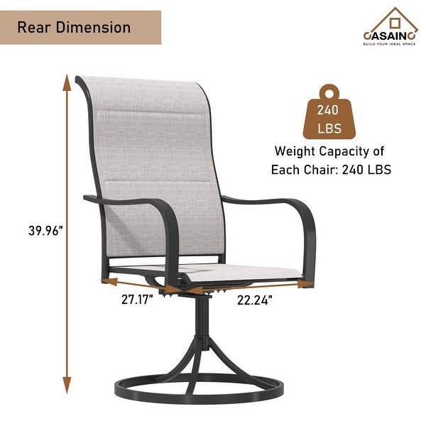 2 Piece Textilene Fabric Iron Frame Swivel Dining Chair