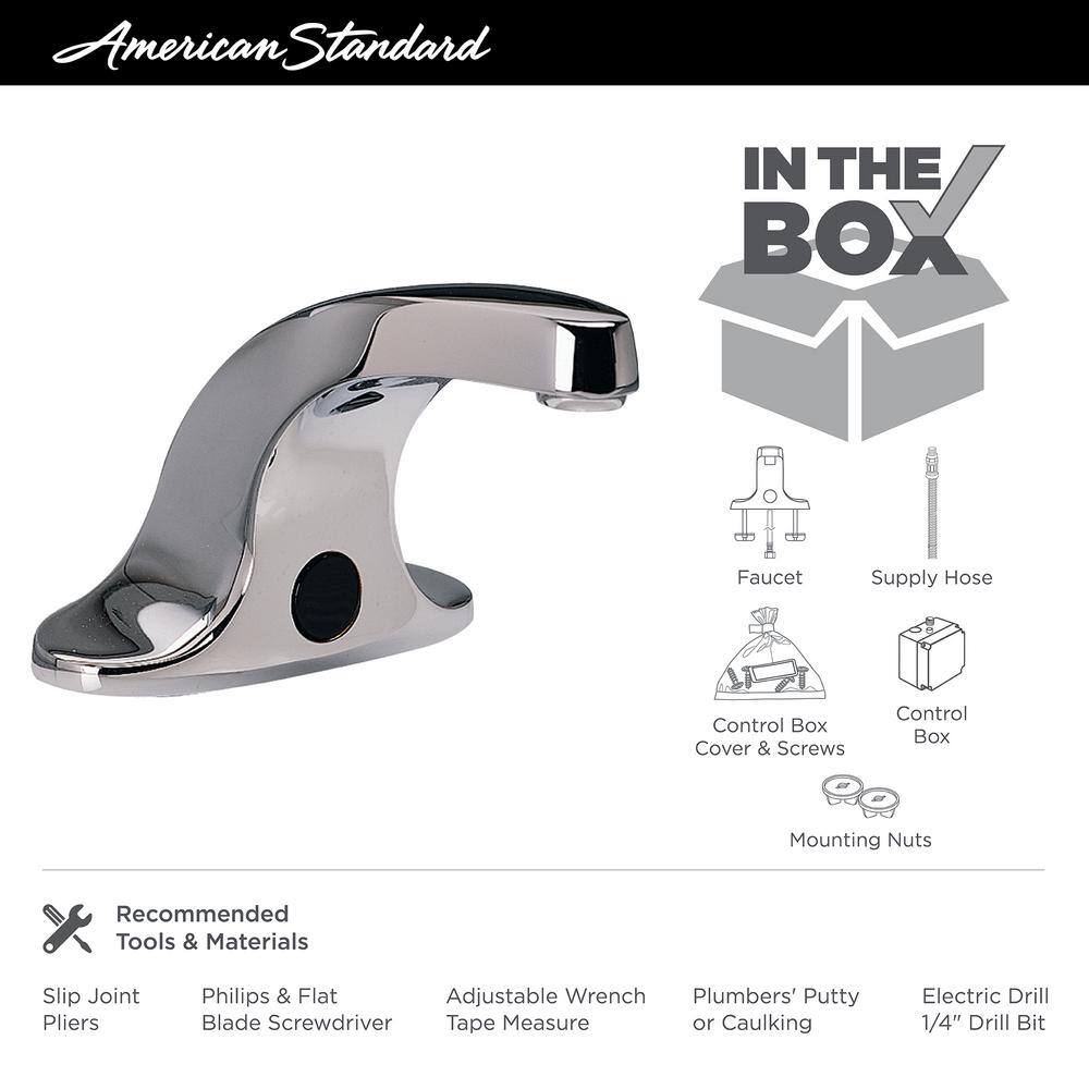 American Standard Innsbrook DC Powered Single Hole Touchless Bathroom Faucet with 0.5 GPM Non-Aerated Spray in Polished Chrome 6055205.002