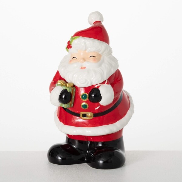 13H Sullivans Christmas Whimsical Santa Cookie Jar，RedWhite