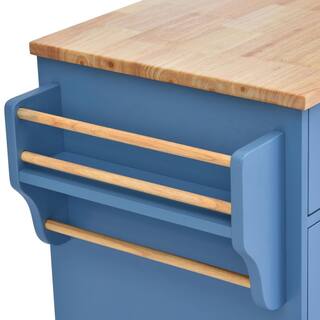 Blue Kitchen Island with Wheels Large Storage and Adjustable Shelves Q7003-AAG