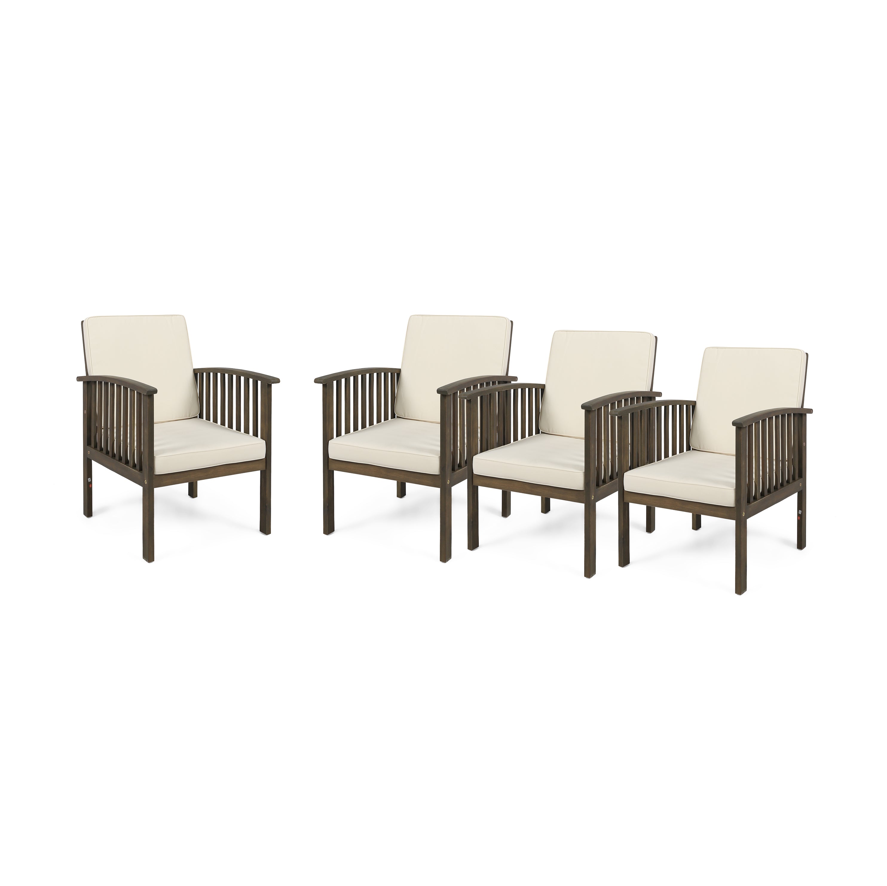 Ray Acacia Outdoor Acacia Wood Club Chairs w/ Cushions