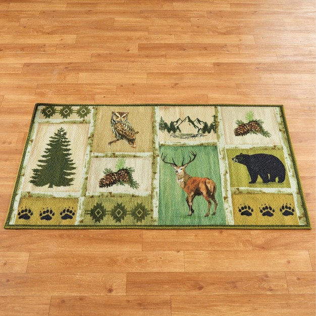 Collections Etc Patchwork Woodland Printed Skid resistant Accent Rug