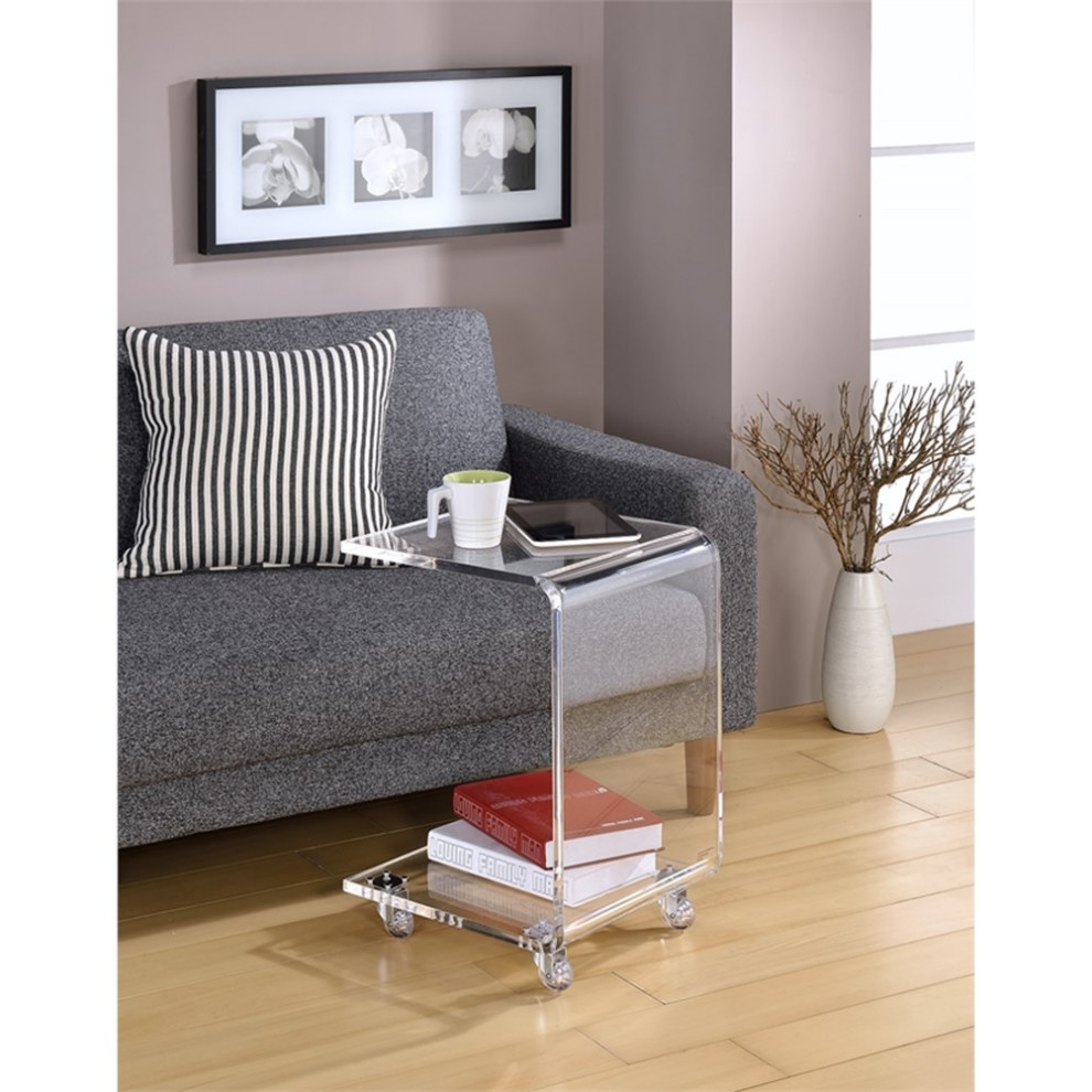 Pemberly Row Pure Decor C Shape Lucite and Acrylic Accent Table   Clear   Contemporary   Side Tables And End Tables   by Homesquare  Houzz