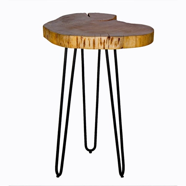 Carbon Loft Czuchry Hairpin Natural Live Edge Wood End Table