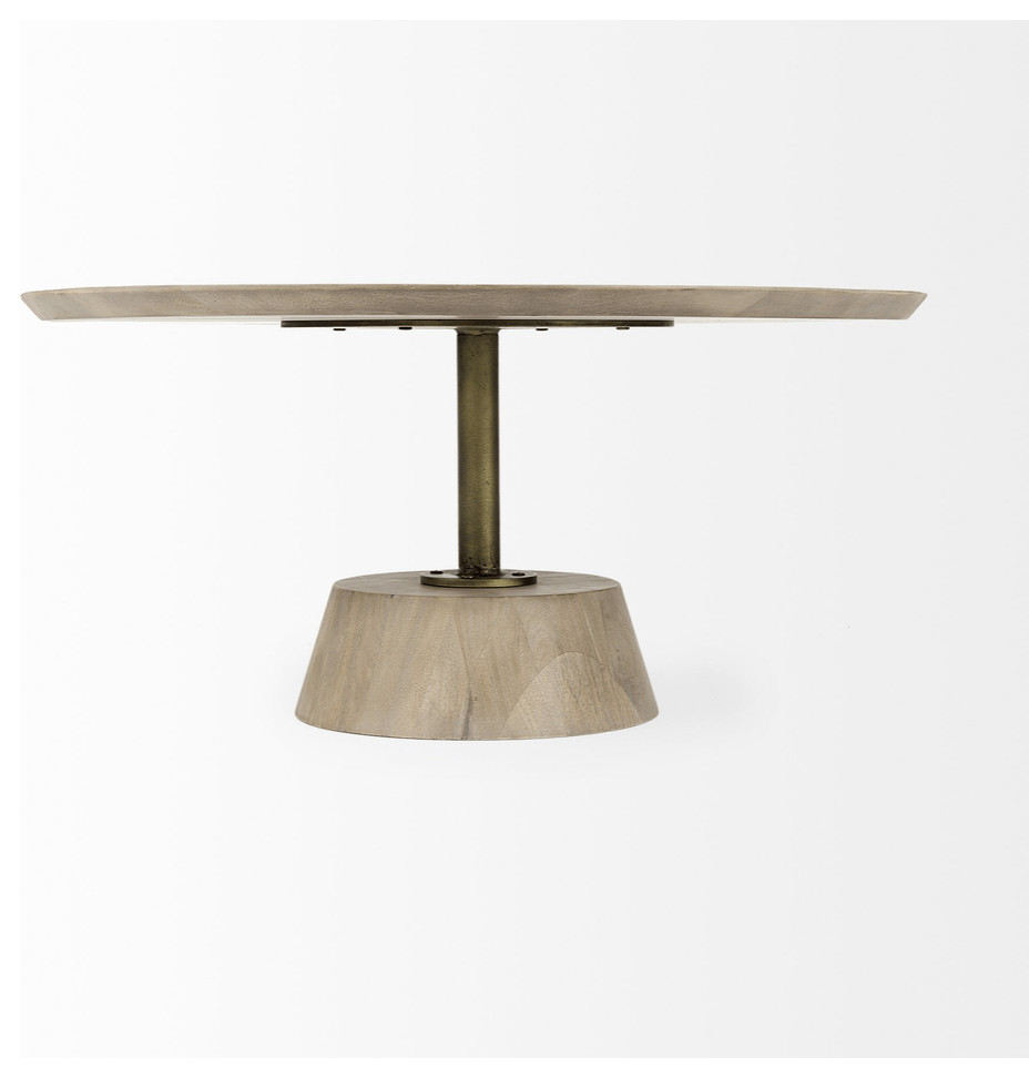 Light Brown Wooden Pedestal Coffee Table   Farmhouse   Coffee Tables   by HomeRoots  Houzz