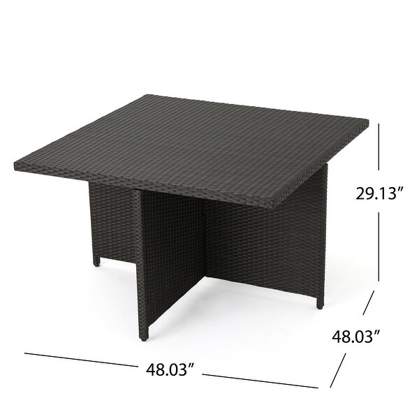 Outdoor 48 Inch Wickerwrapped Square Waterresistant Fabric Dining Table with Iron Frame