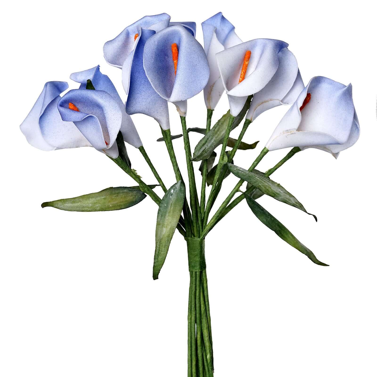 60 Stems Mini Blue Artificial Foam Like Single Calla Lily Flowers