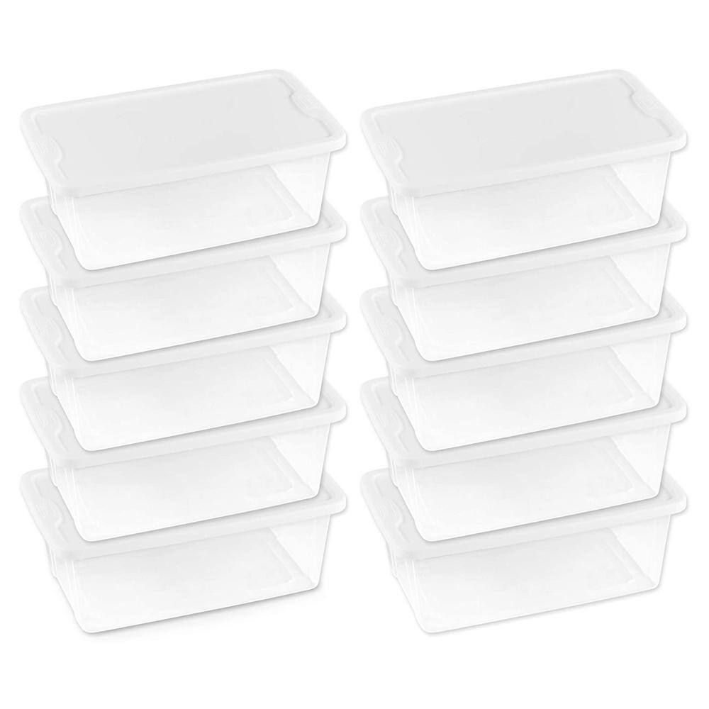 HOMZ 6 Qt. Secure Latching Clear Plastic Storage Container Bin wLid (10-Pack) 3206CLWHDC.10