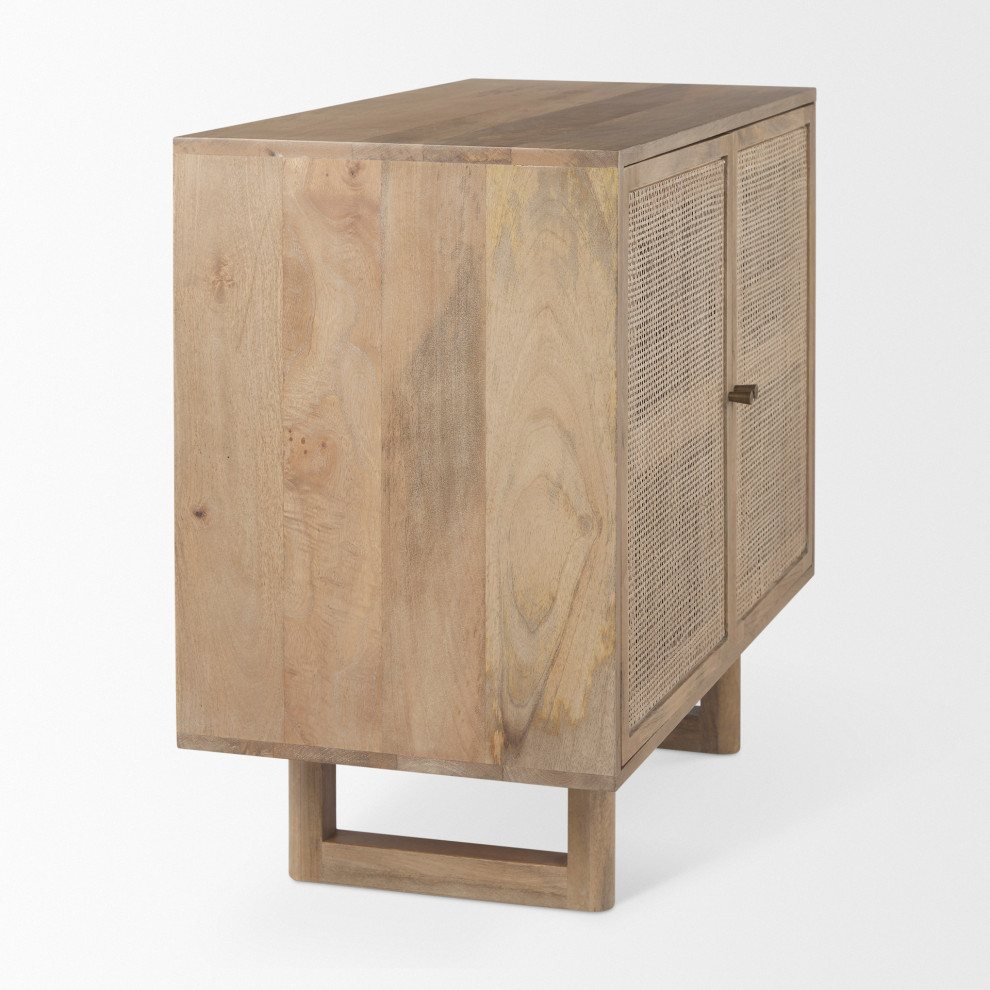 Grier Light Brown Solid Wood And Cane Accent Cabinet   Tropical   Accent Chests And Cabinets   by Mercana  Houzz