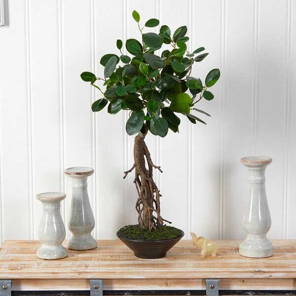 2' Ficus Bonsai Artificial Tree in Decorative Planter