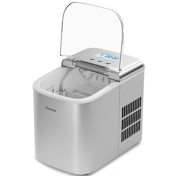 26 lbs Countertop LCD Display Ice Maker with Ice Scoop - 14.5