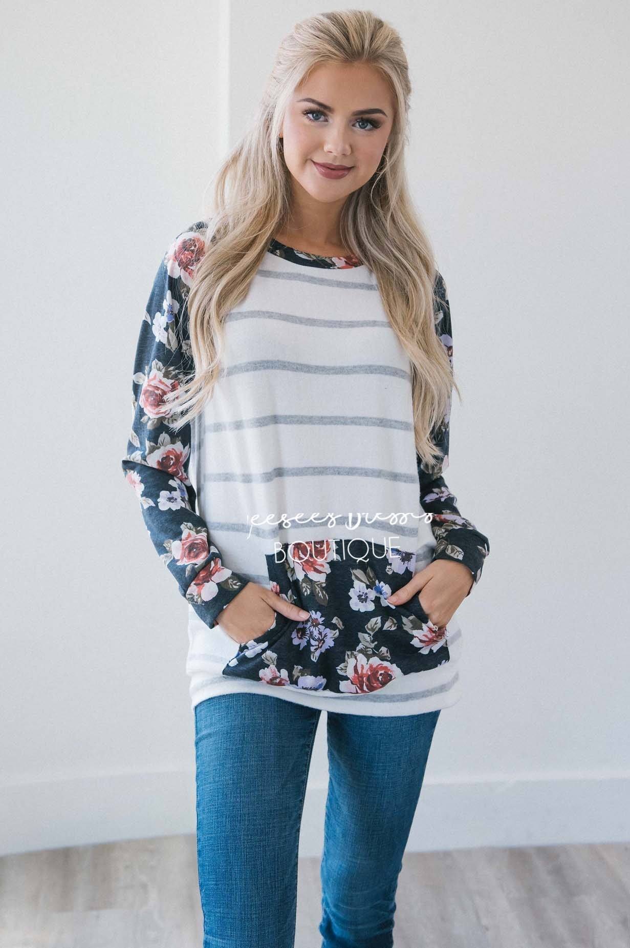 Sweater Weather Floral & Stripes Sweater