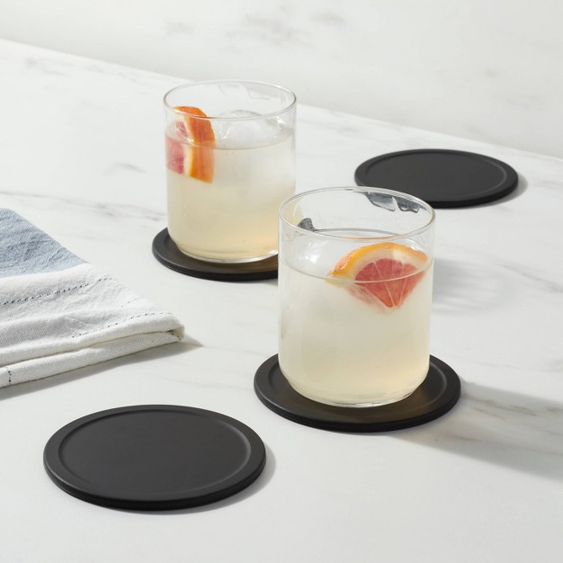 4pk Silicone Coasters Black