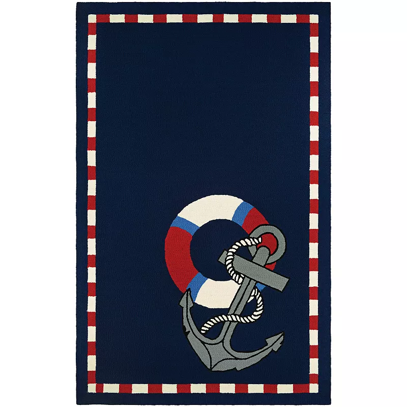 Couristan Outdoor Escape Anchors Away Framed Indoor Outdoor Rug