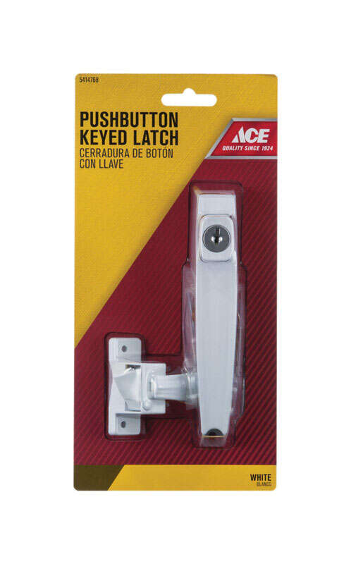 Ace White White Steel Push Button Keyed Latch 1 pk