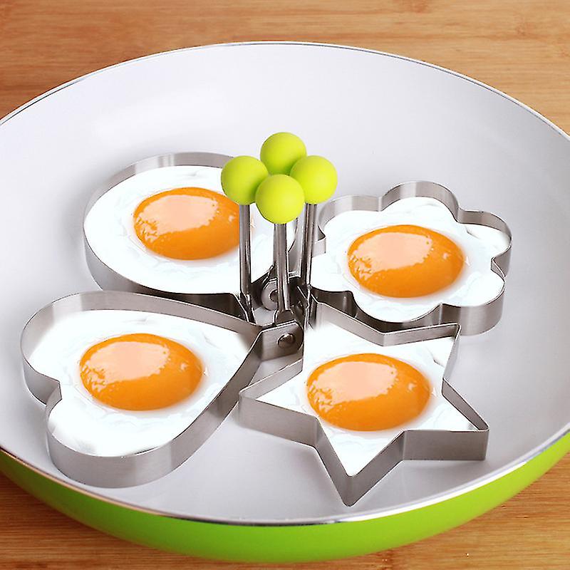 Stainless Steel Fried Egg Mold Heart-shaped Egg Rings Pancake Mold With Handle For Home Kitchen(3pcs) Niuniu