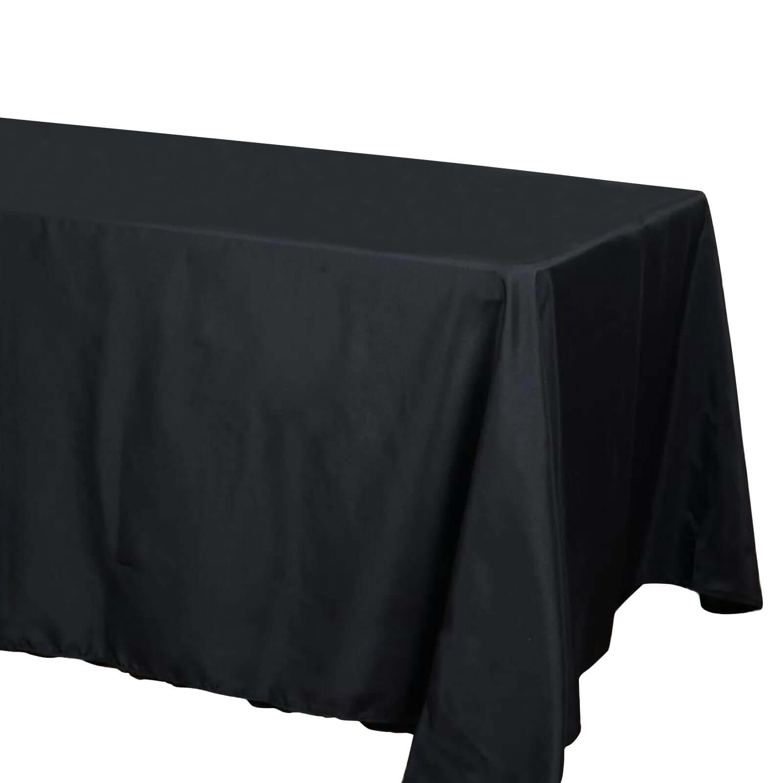 Black Seamless Polyester Rectangular Tablecloth 90