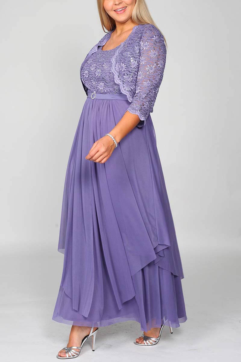 Plus Size Mother of The Bride Jacket Maxi Dress